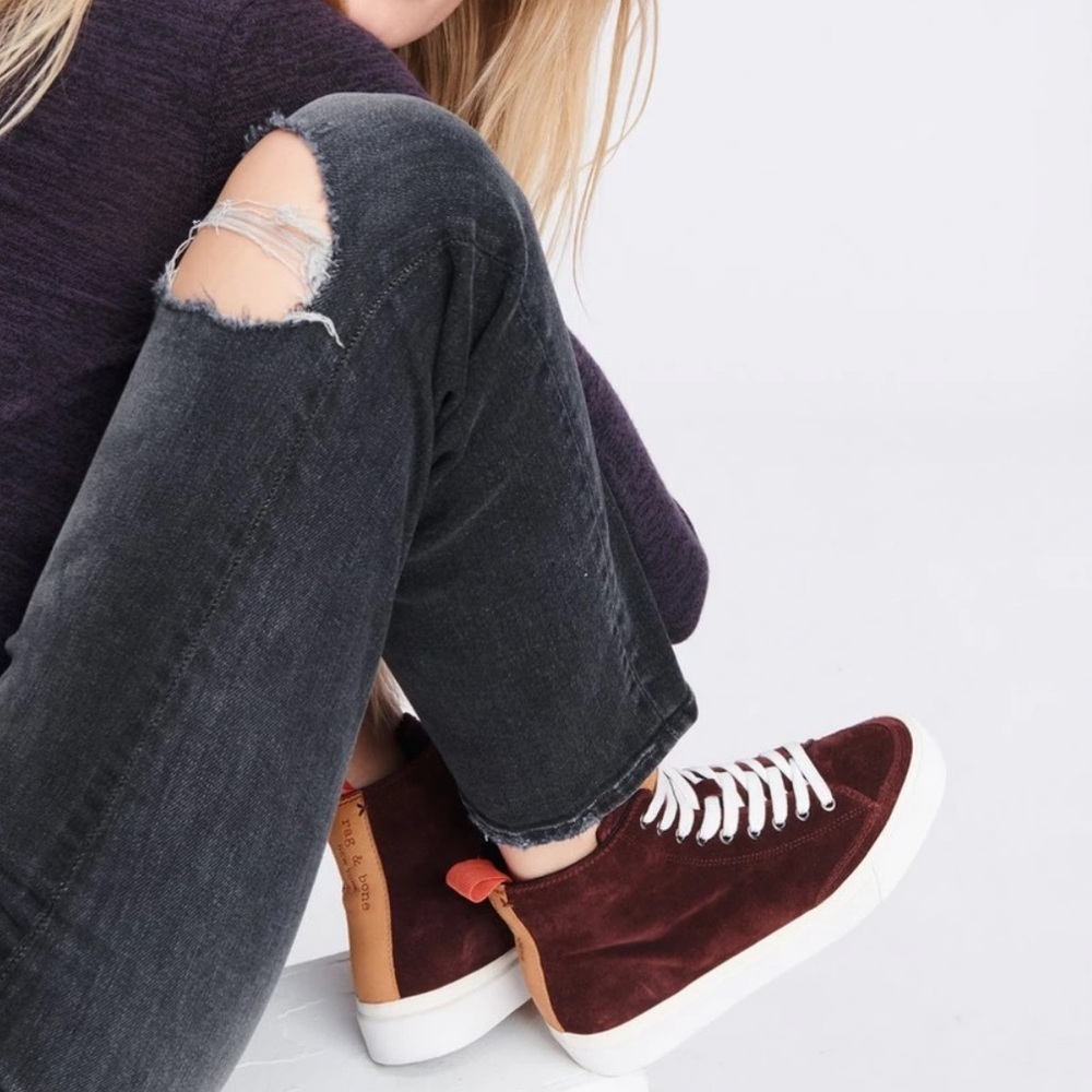 Rag & Bone Merlot High Top Suede Sneakers Size 8
